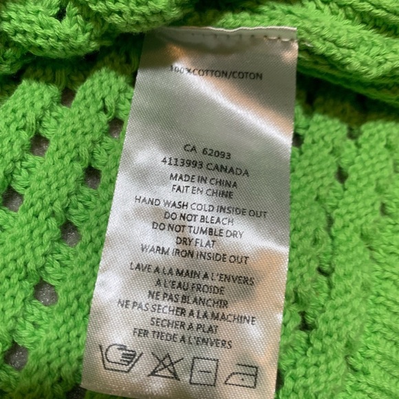 NWT Elena Wang Green Cardigan Sweater Open Weave Women Size Small 100% Cotton - Picture 6 of 6